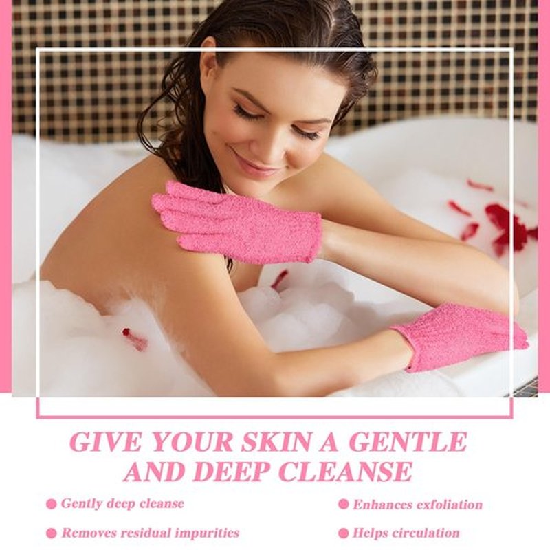Ramede 30 Pair Exfoliating Gloves Double Sided Exfoliating Bath Gloves Nylon Colorful Shower Gloves for Men Women Beauty Spa Massage Shower Deep Clean Body Skin Bathing Scrubber Accessories (Rose Red)
