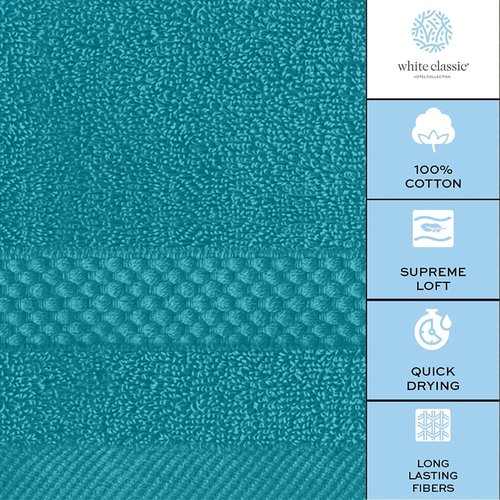 White Classic Luxury Cotton Washcloths - Face Towel Set | 12 Pack | Aqua