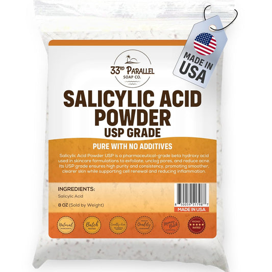 Salicylic Acid Powder - USP Grade BHA Exfoliant for DIY Skincare | 8oz High Purity for Clear, Smooth Skin