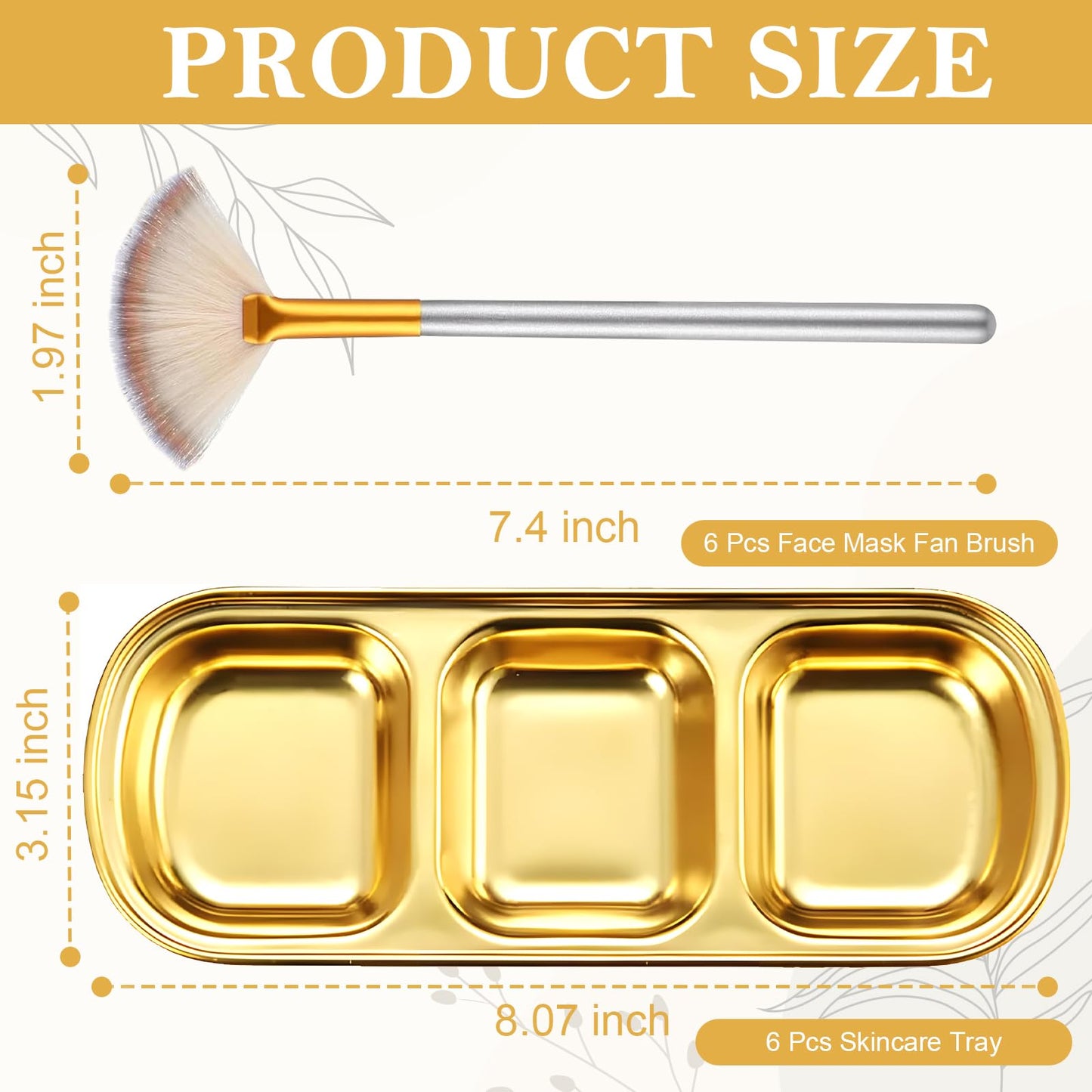 12 Pcs DIY Esthetician Bowls Face Mask Tray Facial Brushes Esthetician Gold Facial Supplies Kit 3 Compartment Stainless Steel Skincare Tray Fan Brushes Esthetician Facial Bowls for Spa Salon Nail