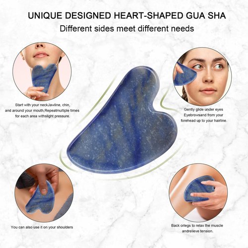XYZBSTAR Jade Roller for Face, Facial Roller Massager Skin Care Tool, Gua Sha Facial Tools for Face, Neck, Eyes, Reduce Puffiness of The Skin(Blue)