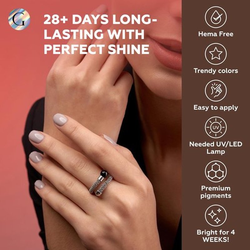 GLOSS Beige Gel Nail Polish Set | 6 Pcs HEMA Free Gel Polish with Beige, Taupe, Amber, Brown, Light brown & Brown Caramel Colors, Uv LED Gel Polish, Soak off Manicure, at Home Gifts for Women