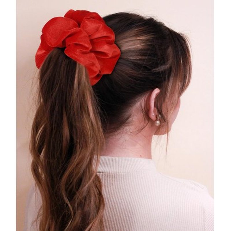 CEELGON Red Big Velvet Scrunchie 6.5 Inches Jumbo Scrunchies Hair Ties Oversized Ponytail Holder for Thick Curly Hair Extra Large Hair Accessories for Women (Red)