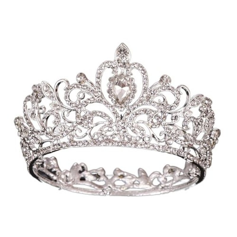 TRUSTTWO Trendy Bridal Wedding Crown Hair Accessories Silver Color Rhinestone Crystal Crown Princess Round Crown Bridal Wedding Crown The New(Silver)