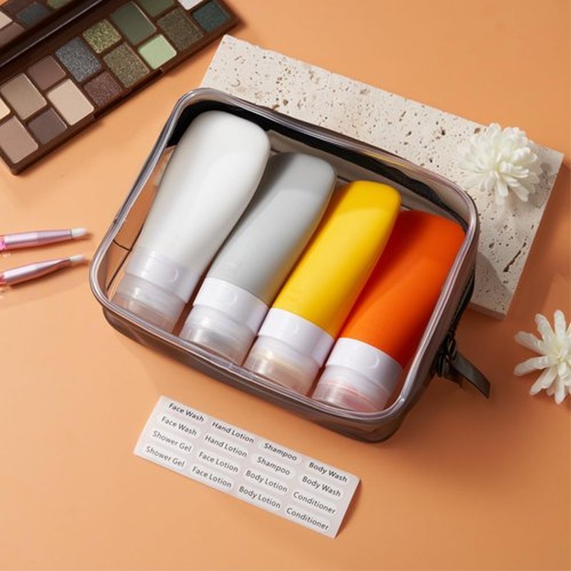 INSFIT Travel Bottles for Toiletries, TSA Approved 2oz Travel Size Bottles Leak Proof Travel Containers for Toiletries, BPA Free Refillable Travel Accessories for Shampoo Body Wash Liquids Orange