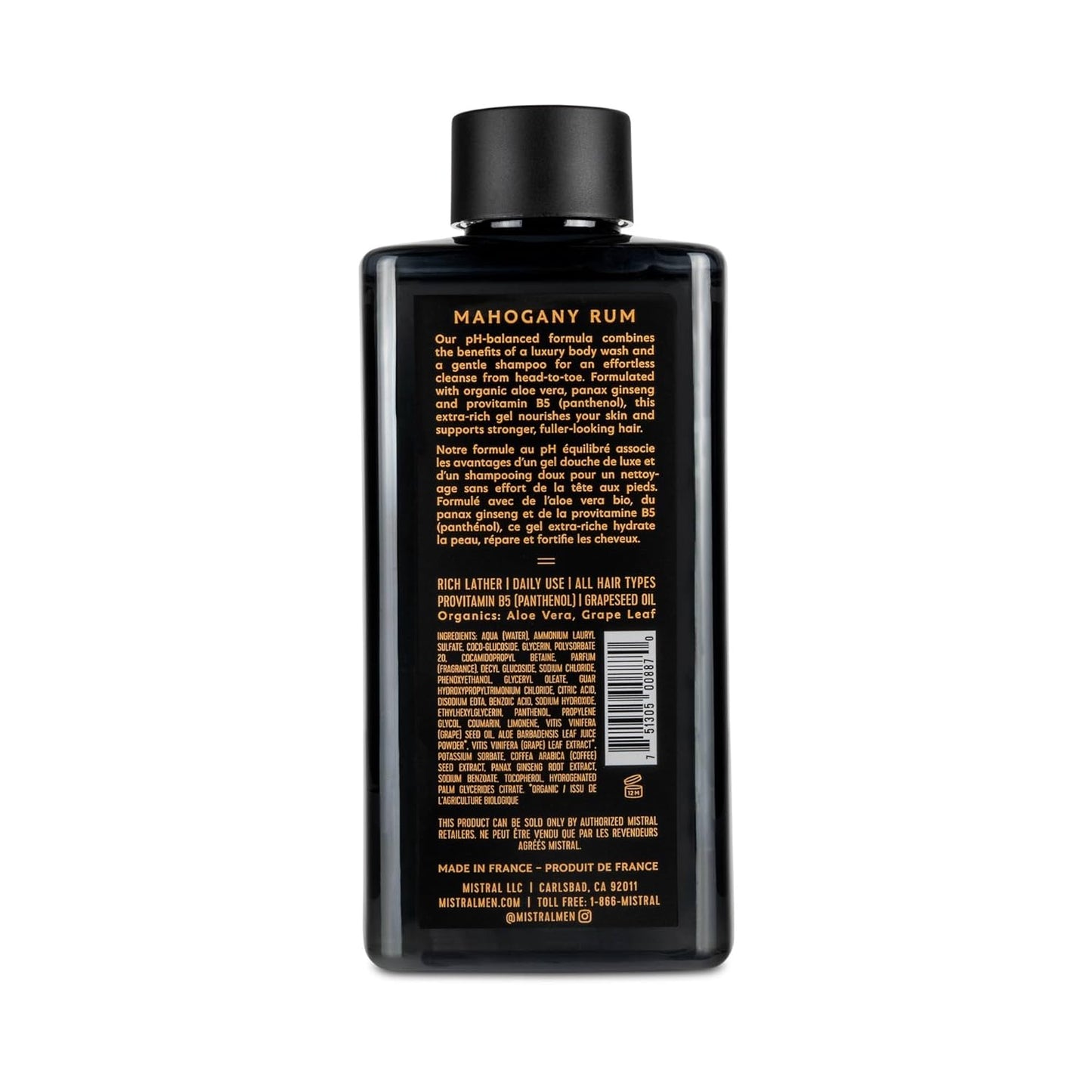 Men's 2-in-1 Body Wash & Shampoo - Black Amber, 13.5 oz | Natural, SLS & Paraben Free