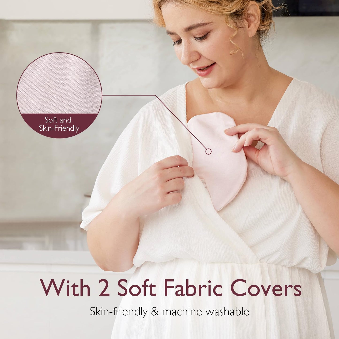 Momcozy Larger Breast Therapy Packs, Hot and Cold Breast Pads with 2 Soft Covers, Breastfeeding Essentials, Postpartum Recovery, 2 Pack, Pink