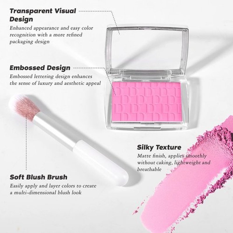 LYBHDAFA Powder Blush for Cheeks with Brush, Matte Blush Palette Rosy Korean Blush Powder Face Blusher, Natural Blendable Formula Silky Lightweight Makeup Blush Palette for Cheeks, 012# Rosewood