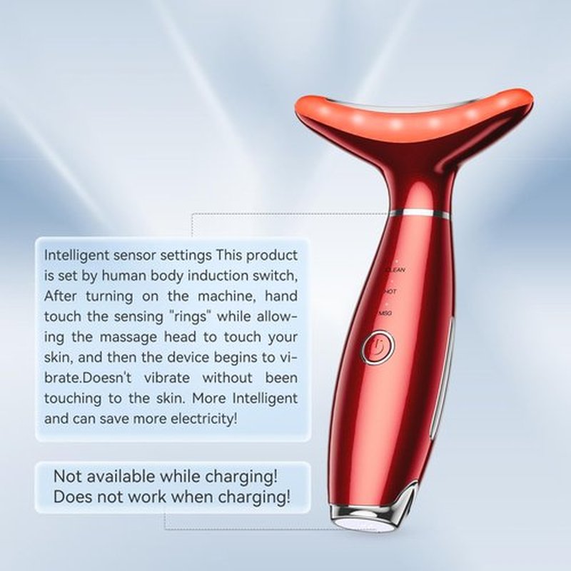 YUNRUO Neck Face Massager, 3-in-1 Portable Facial Massager (Red)