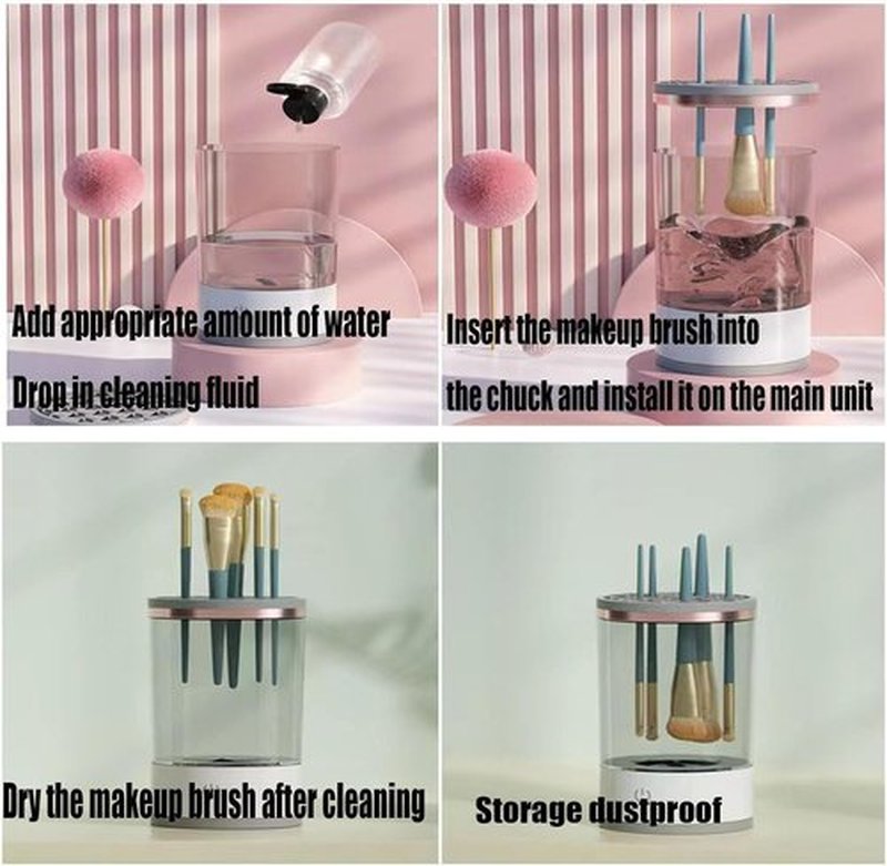 Beauty Swirl Cosmetic Brush Cleaner, Makeup Brush Cleaner, The Cozy Luna Brush Cleaner, Electric Makeup Brush Cleaner Machine for Deep Cleaning All Size Makeup Brus (2PC Black)