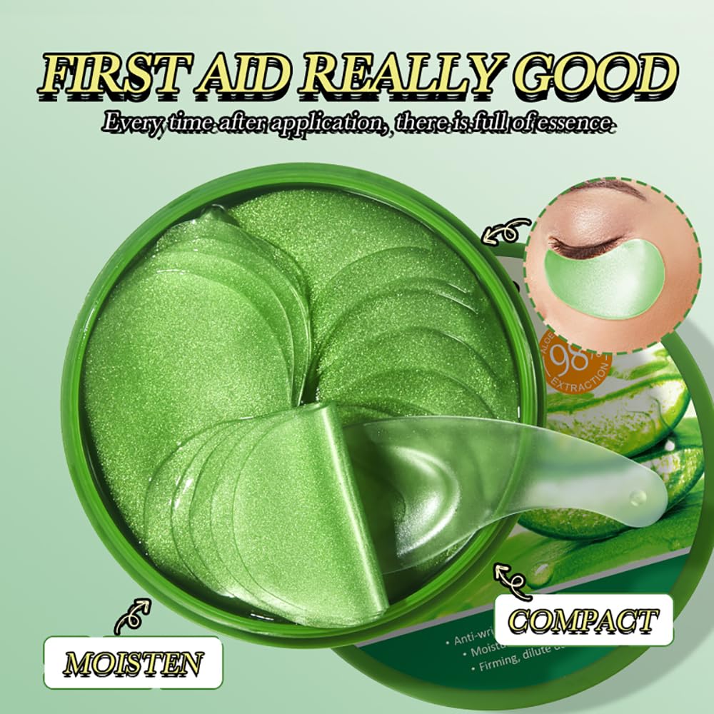 BEUKING Aloe Vera Eye Masks - 60 PCS Under Eye Patches for Puffiness & Dark Circle, Moisturizing Firming Eyes Gel Pad Patches for Bag Puffiness Daily Skincare, Gifts for Women