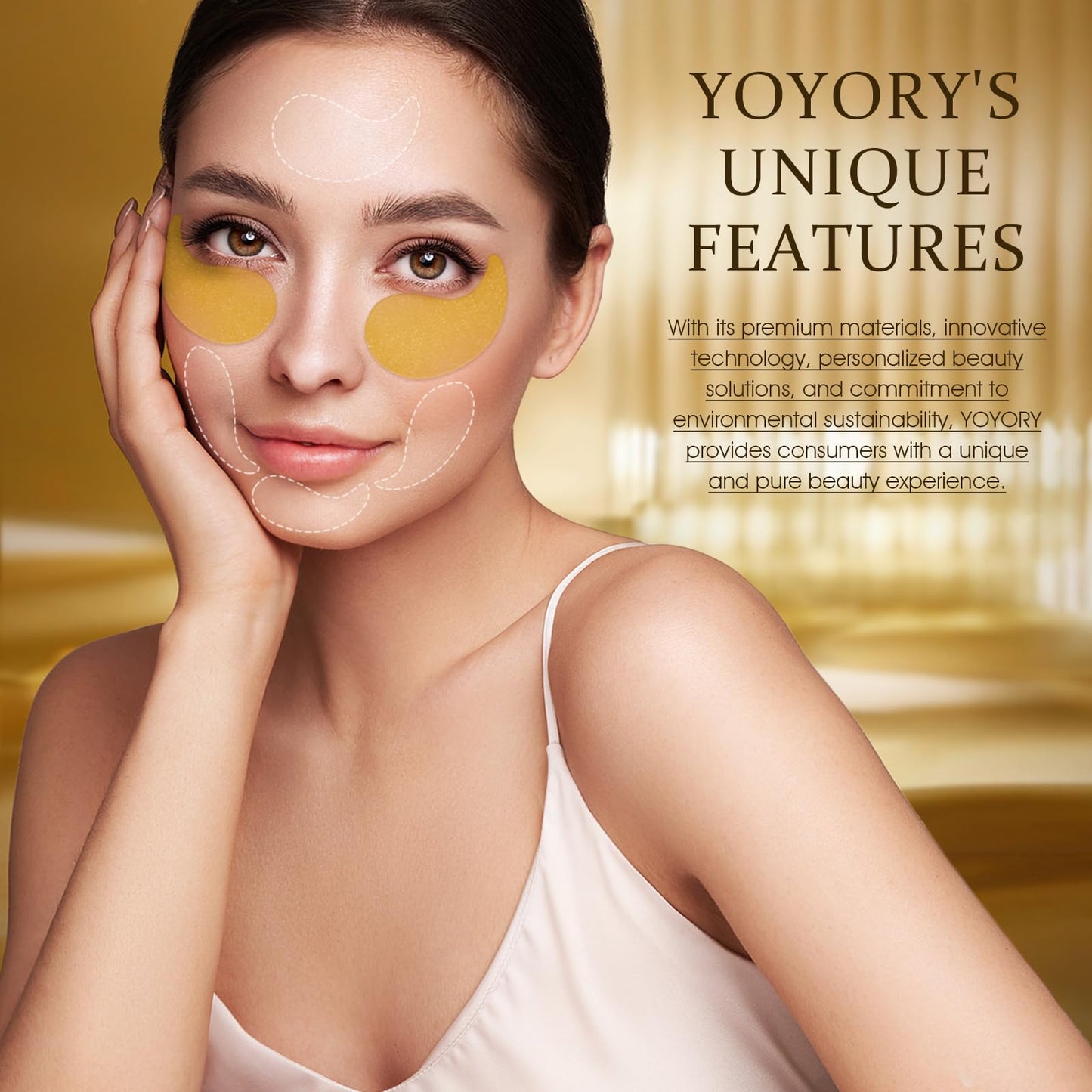YOYORY Under Eye Patches for Dark Circles & Puffy Eyes - 60 Hydrogel Eye Mask Patches with Caffeine, Collagen & Niacinamide - Anti Wrinkle Smile Line Patches, Self Care Gifts for Women,Gold