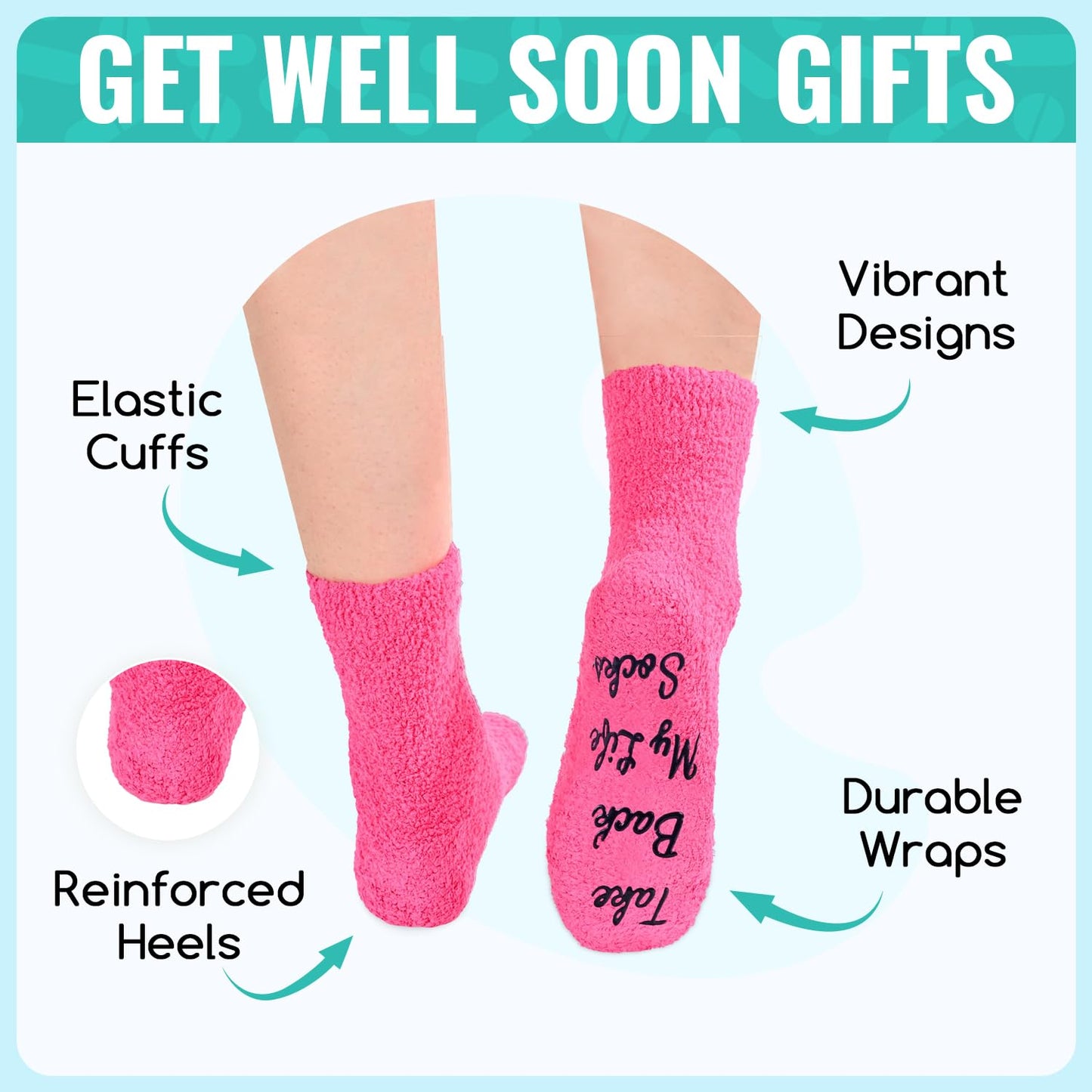 HAPPYPOP Inspirational Chemo Cancer Gifts - Women Breast Cancer Awareness Socks for Survivors, Comfort Chemo Care Gift Ideas for Patients Female Pink