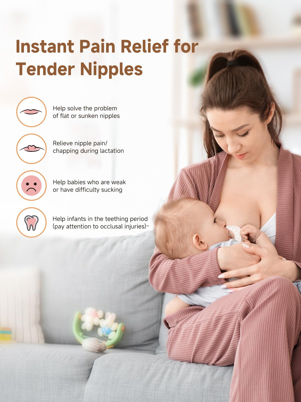 Nipple Shields for Breastfeeding Newborn, Contact Nipple Guards for Breast Feeding with Flat, Inverted Nipples or Difficulty Sucking, Food-Grade Silicone, Ultra-Thin & Super Soft, 1 Pair,20mm