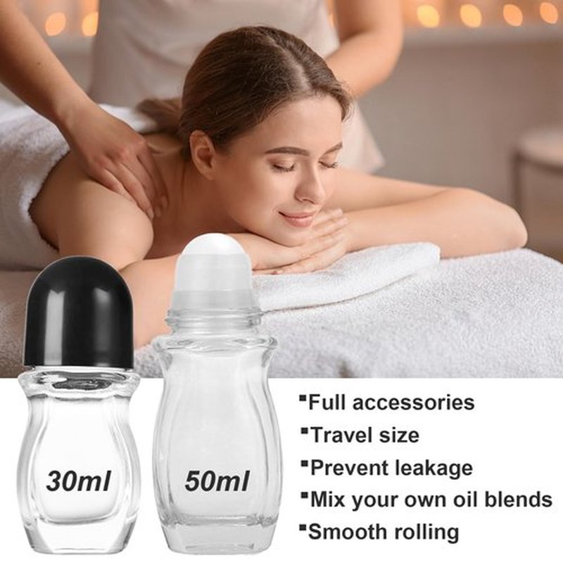 Generic 2 PCS Glass Deodorant Roller Bottle Empty, Roll On Bottles Containers, Leak Proof Refillable Roller Bottles for Essential Oils Perfume (50ml)