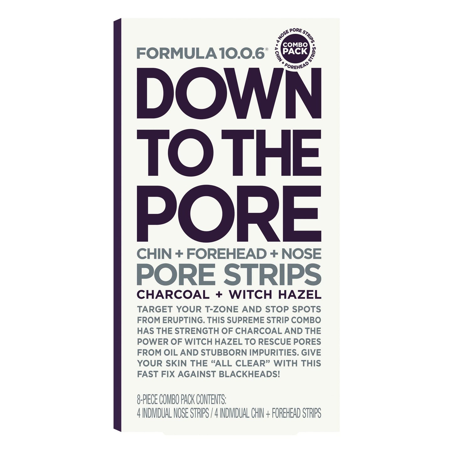 FORMULA 10.0.6 - Down to the Pore Strips - Pore Cleansing Strips, Removes Blackheads & Clears Clogged Pores with Charcoal and Witch Hazel, 6 Count