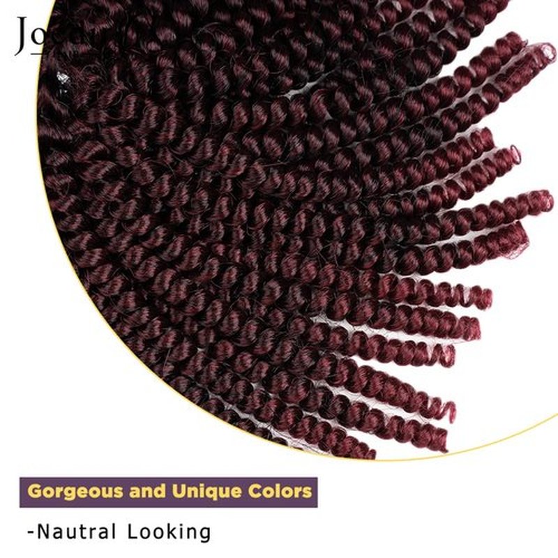 JOEDIR HAIR Spring Twist Crochet Hair 8 Inches 8 Pieces/Pack Ombre Red Synthetic Spring Curl for Black Women Brading Hair Extension (Color:T1B/118)