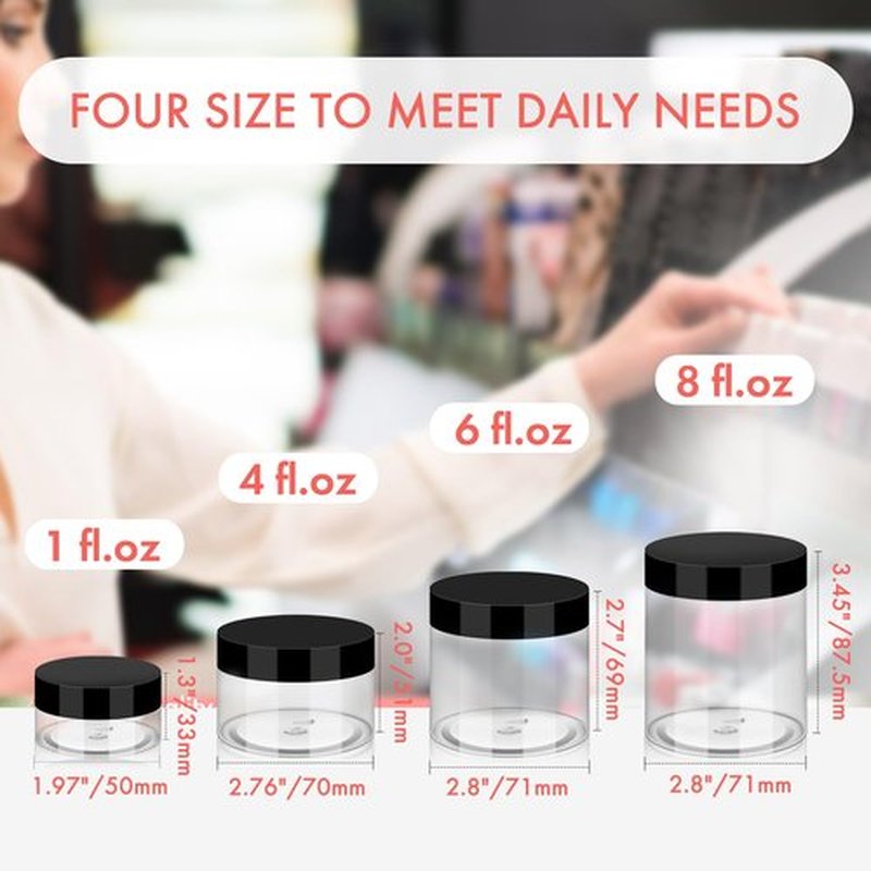 Plastic Containers with Lids 6oz 40Pack, Jaisie.W Empty 6 oz Small Containers with Lids&Labels- Refillable Plastic Jars with Lids -Sugars Scrub Jars/Slime Containers (6 fl.oz, 40Pack)