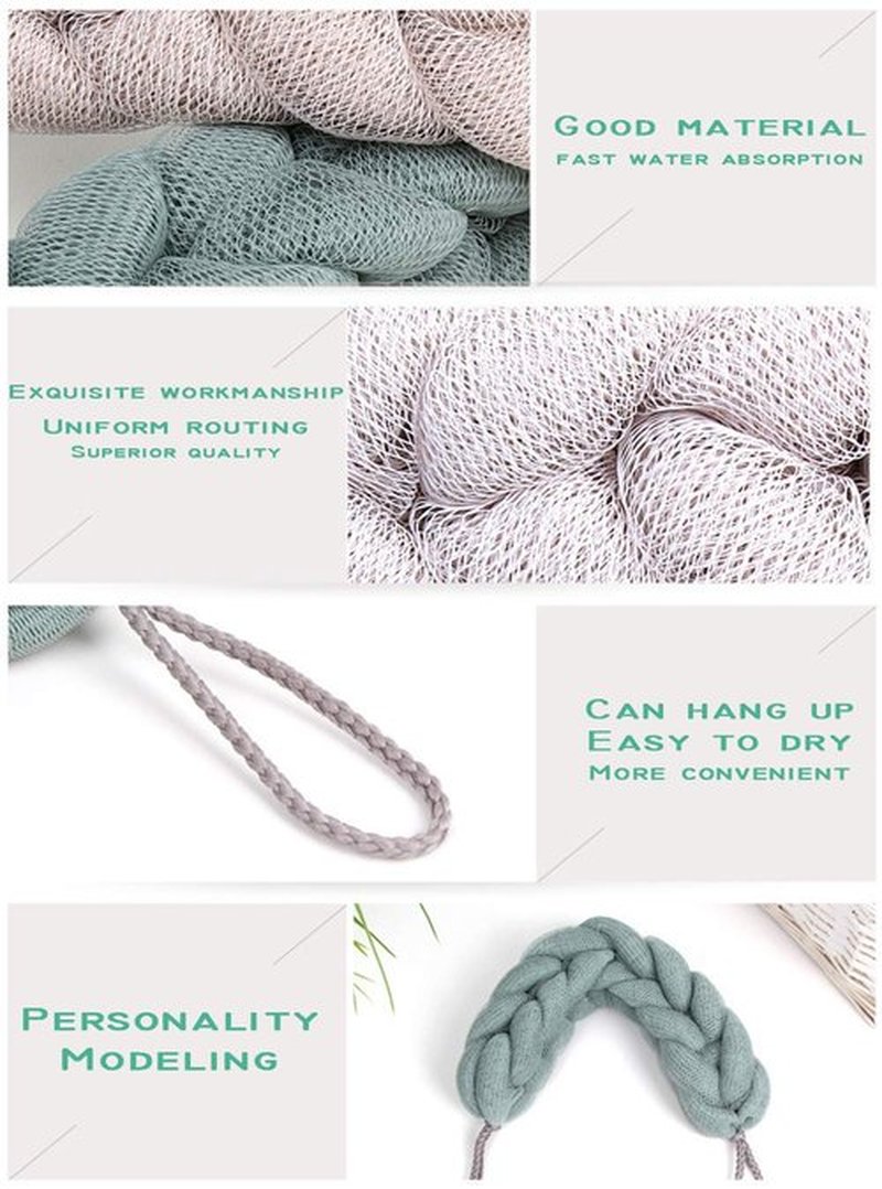AARainbow 2 Packs Long Stretch Back Sponge with Rope Handles Back Scrubber Bath Shower Mesh Sponge Exfoliating Body Scrub Stretch Braided Loofah for Men and Women (2 Gray)
