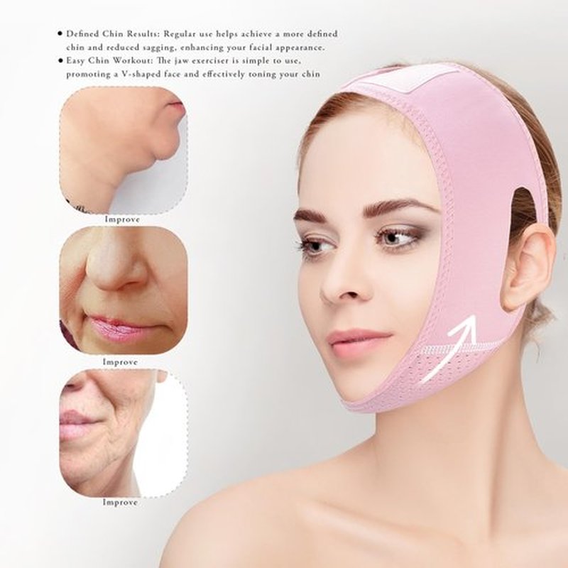 Buyongwant 2 Pack V Line Lifting Mask V Shaped Face Chin Strap for Sleeping,Sagging,Jaw Exerciser (Pink)