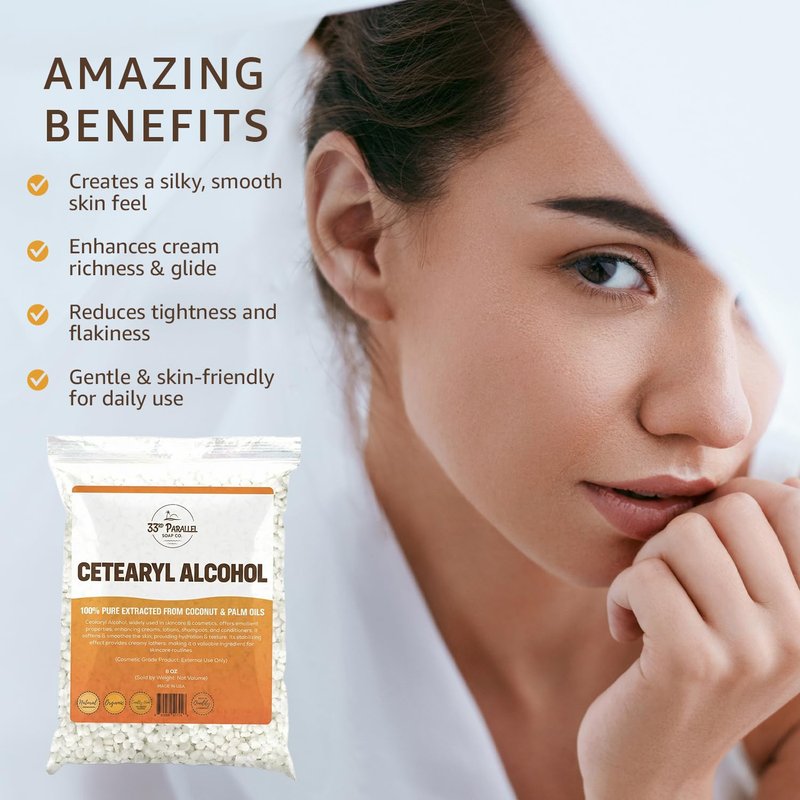 CETEARYL Alcohol (1 lbs / 16 oz) 100% Pure Extracted from Coconut & Palm Oils. Premium Granules Cetearyl Alcohol for Lotion Making, Creams, Scrubs, Shampoos, Conditioners, Moisturizers | 1 Pound