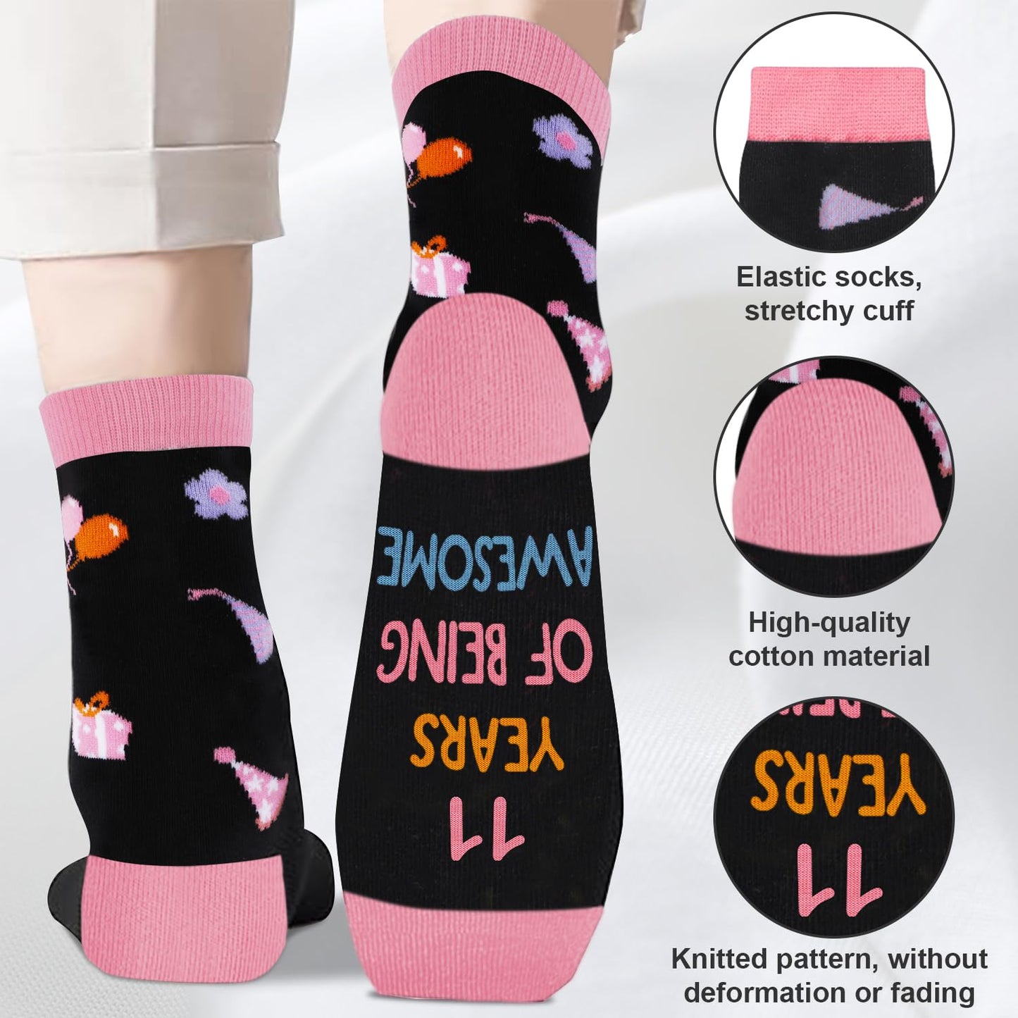 Juesly 11 Year Old Birthday Gifts for Girls - Socks for Girls with Pop Up Birthday Card, Presents for 11 Year Old