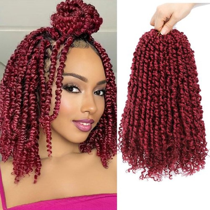 9 Packs Passion Twist Crochet Hair 10 Inch Pre-twisted Passion Twist Hair Pre Looped Crochet Passion Twist Hair Bohemian Short Passion Twist Crochet Braids Hair for Women Girls and Kids (10Inch,BUG)