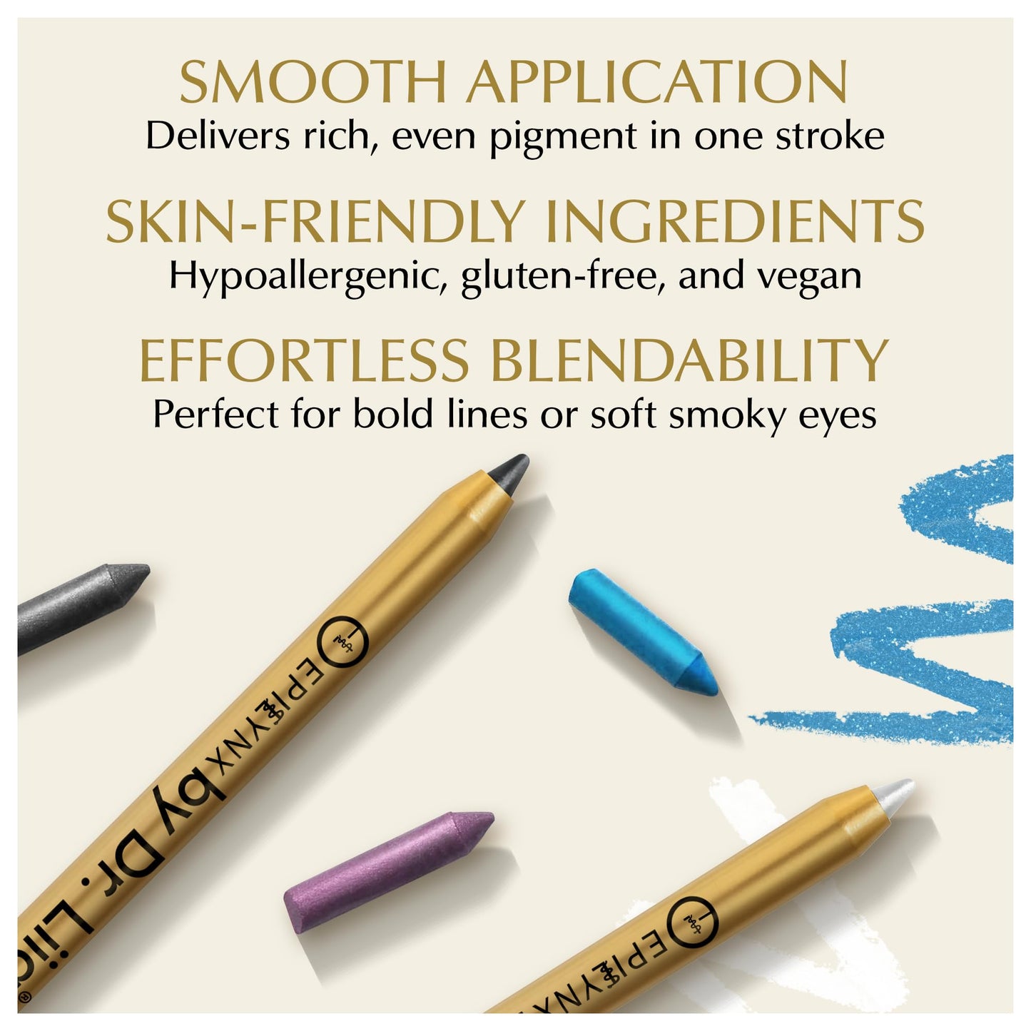 EPILYNX Waterproof Eyeliner Pencil, Smudge-Proof Vegan, Royal Blue Shimmer