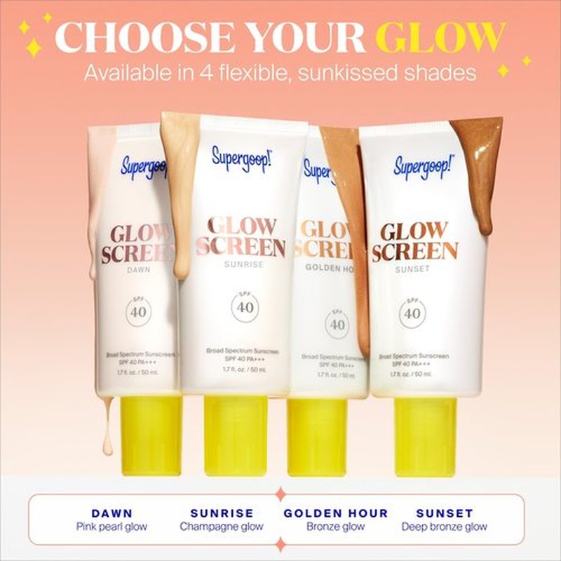 Supergoop! Glowscreen SPF 40, Dawn (Pink Pearl Glow) - 1.7 fl oz - Glowy Primer + Broad Spectrum Sunscreen - Helps Filter Blue Light - Boosts Hydration with Hyaluronic Acid, Vitamin B5 & Niacinamide