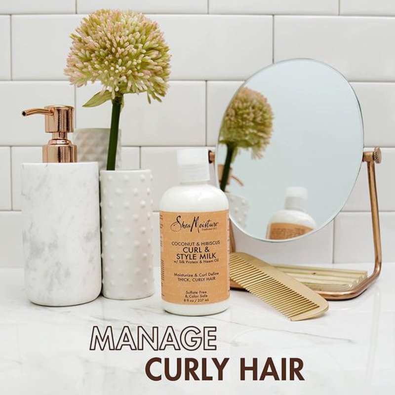 Shea Moisture Coconut & Hibiscus Curl & Style Milk, 8 Fl Oz (Pack of 2)