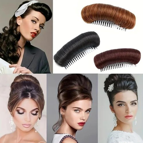 Invisible Fluffy Hair Pad, Natural Hair Bump Clip for Volume, DIY Heighten Hair, Fluffy Hair Pad Styling Insert Tool, Hair Bun Invisible False Hair Clip(2pcs, Blonde)