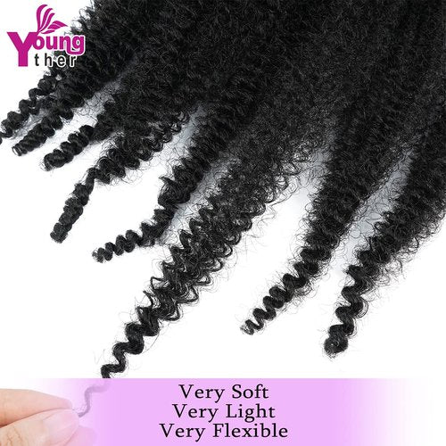 Pre-Separated Springy Afro Twist Hair 24 Inch Long 8 Packs Soft Afro Springy Twist Crochet Hair for Distressed Butterfly Locs Synthetic Marley Twist Braiding Hair Extensions for Black Women (1B#)