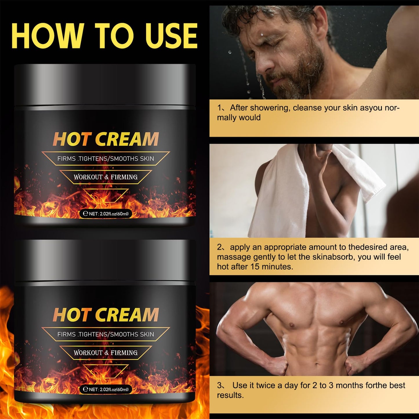 Hot Sweat Cream，Belly Fat Burning Cream，Exercise Fat Burning Enhancer，Burns Cellulite on Thighs，Legs，Abdomen and Buttocks for Men and Women，2.02 Fl Oz