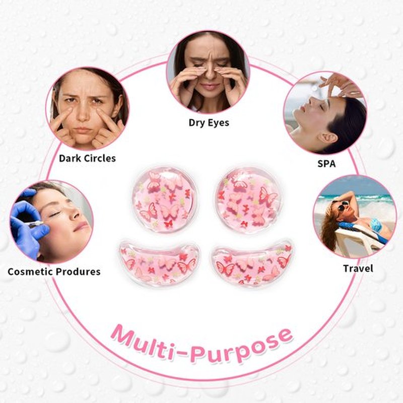 CONBELLA Gel Ice Pack Reusable Cooling Eye Pads and Under Patches,Eye Hot Cold Treatment for Redness,Pain Relief Relax (Butterflies)