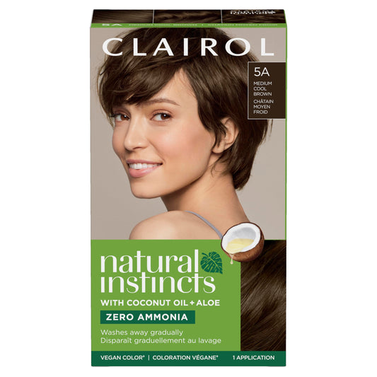 Clairol Natural Instincts Demi-Permanent Hair Dye, 5A Medium Cool Brown Hair Color, Pack of 1