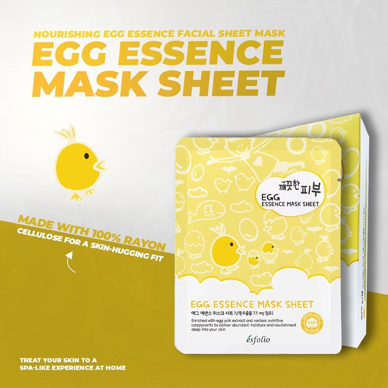 Egg Essence Face Mask - Hydrating & Nourishing Sheet Mask for All Skin Types | Moisturizing Treatment (Pack of 10)