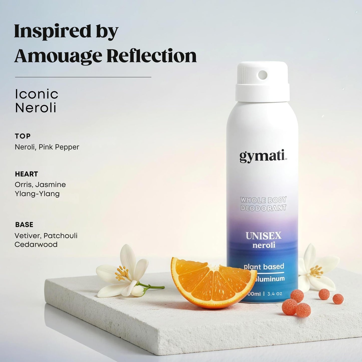 Gymati Natural Deodorant Body Spray – Aluminum-Free, Plant-Based Blend with Aloe & Zinc, Long-Lasting Odor Protection, Luxury-Inspired Scent for Men & Women