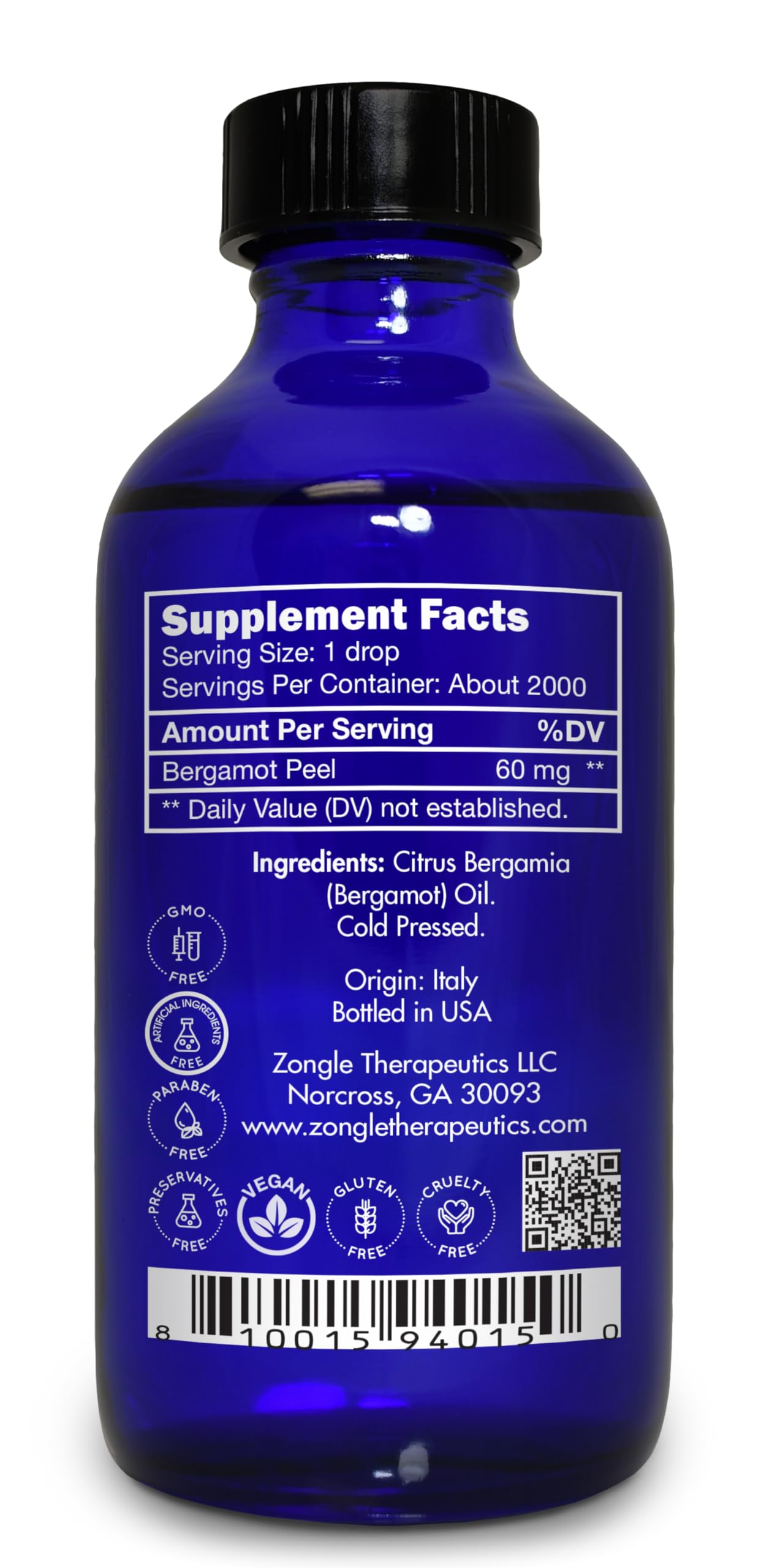 Bergamot Essential Oil, Food Grade, for Tea – 100% Pure, Bergamot Oil, by Zongle Therapeutics, 4 OZ