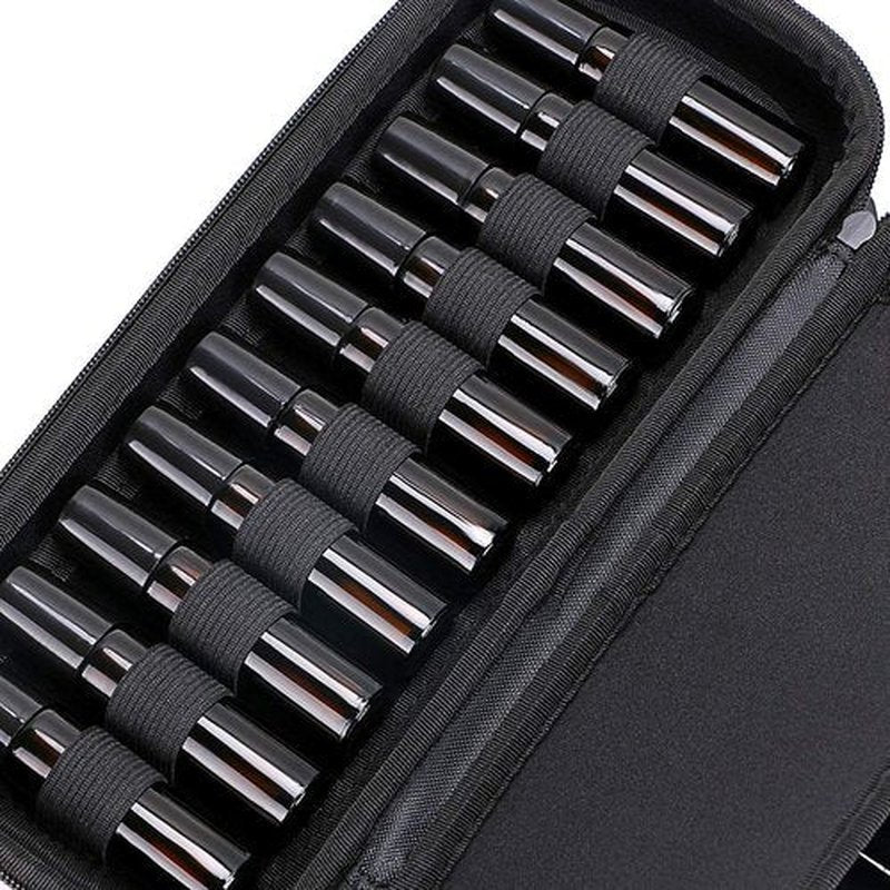 Hipiwe EVA Essential Oils Carrying Case Organizer for 20 Bottles 5ml 10ml Standard and Rollers Bottles Portable Hard Shell Essential Oils Travel Bag Holder for Essential Oils Bottle Storage (Purple)