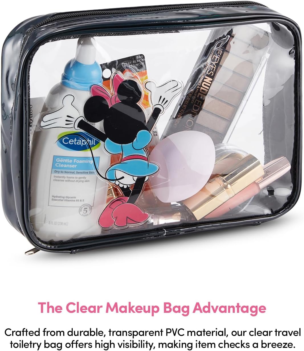Mickey Mouse Travel Cosmetic Case Set - 3-Piece Makeup Organizer for Kids & Adults