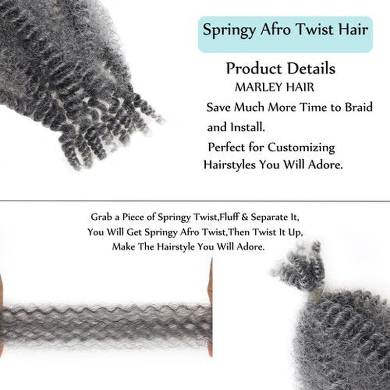 8 Inch Springy Afro Twist Hair Marley Twist Braiding Hair 3 Packs Kinky Twist Hair Short Marley Hair Wrapping Hair for Soft Locs Passion Hair Extensions…