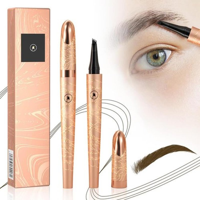 2024 New 3D Microblading Eyebrow Pencil,Waterproof Microblading Eyebrow Pen,4 Tip Eye Brow Pen, Long-lasting Natural Makeup Fine Stroke Magic Eyebrow Pencil Stay on All Day (Dark Brown)