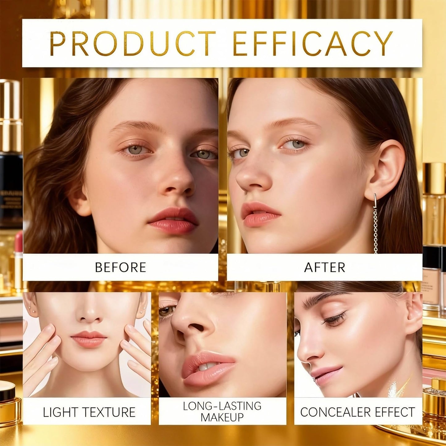 Cushion Foundation, 2026 New Mushroom Head Air Cushion Cc Cream Foundation, Bb Cream Foundations, Makeup Foundation for Older Women, Long-Lasting and Evens for Light/Medium Complexions(Natural color)