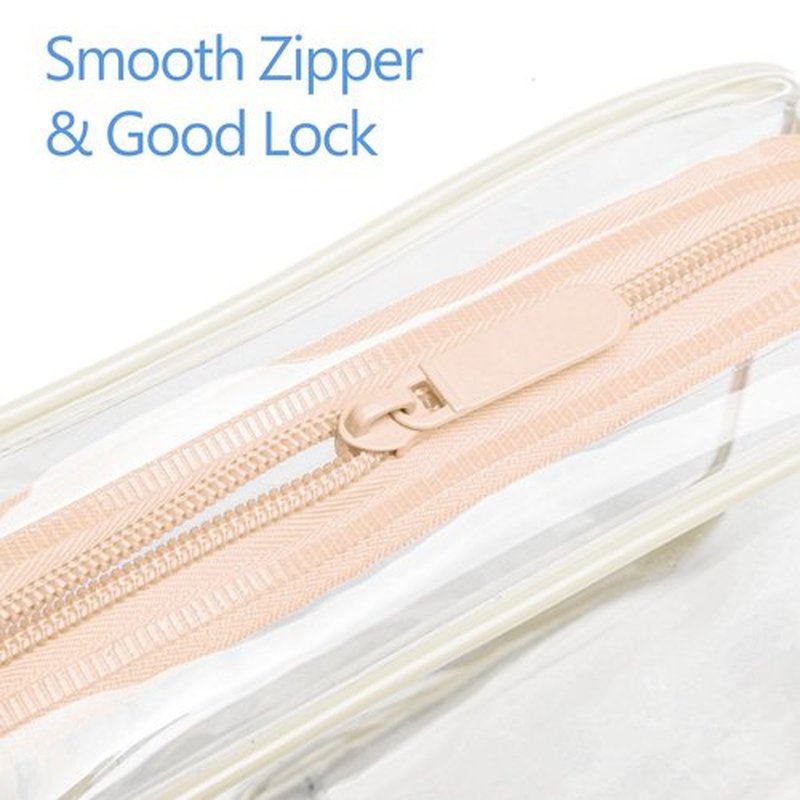 PACKISM Clear Makeup Bags - 3 Pack TSA Approved Toiletry Bags Clear Travels Bags for Toiletries, Clear Cosmetic Bags Airport Carry on Clear Compliant Bag, Baby Pink