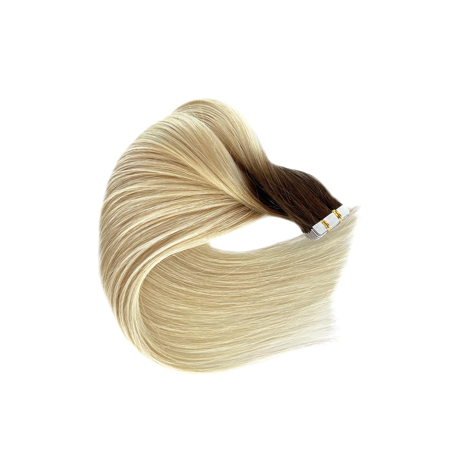 Tape Ins Human Hair Extensions 22inch Omber Flax Brown to Platinum Blonde Silky Straight Brazilian Double Sided Tape in Extensions Human Hair Tape in Extensions