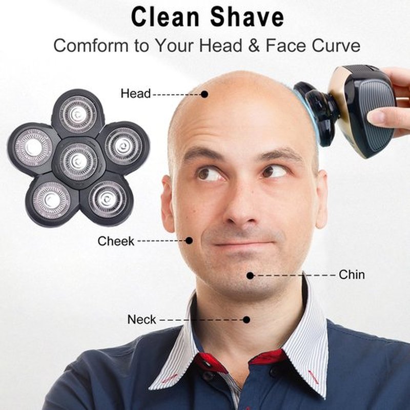6D Blades Shaver Replacement Heads, Head Shavers for Bald Men Replacement Blades, with Shaving Brush & Shaver Cleaning Brushes, 3 Pack