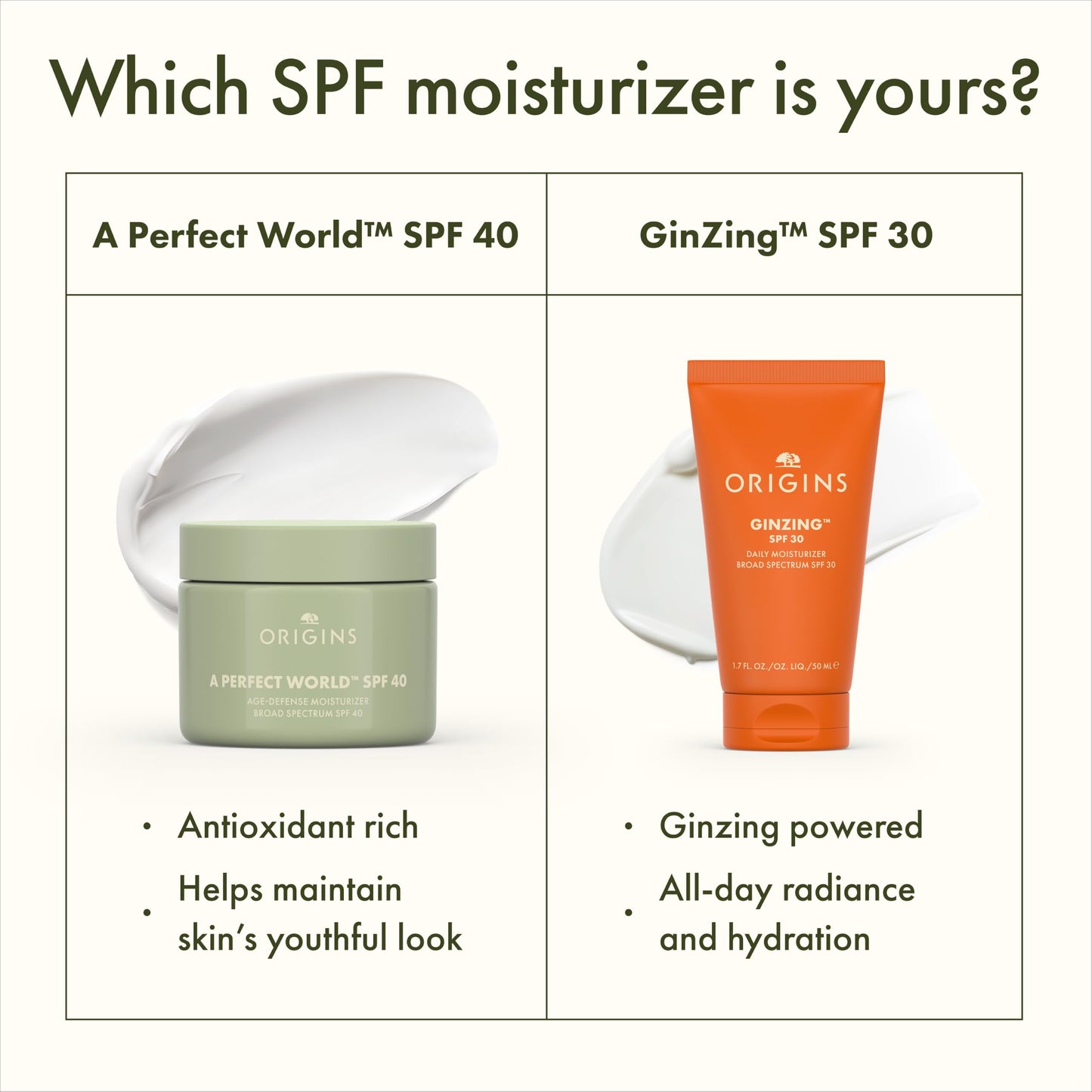 Origins A Perfect World Age-Defense Moisturizer with SPF 40 | Hydrates & Helps Delay Visible Signs of Aging | With Antioxidants, 1.7 Fl Oz