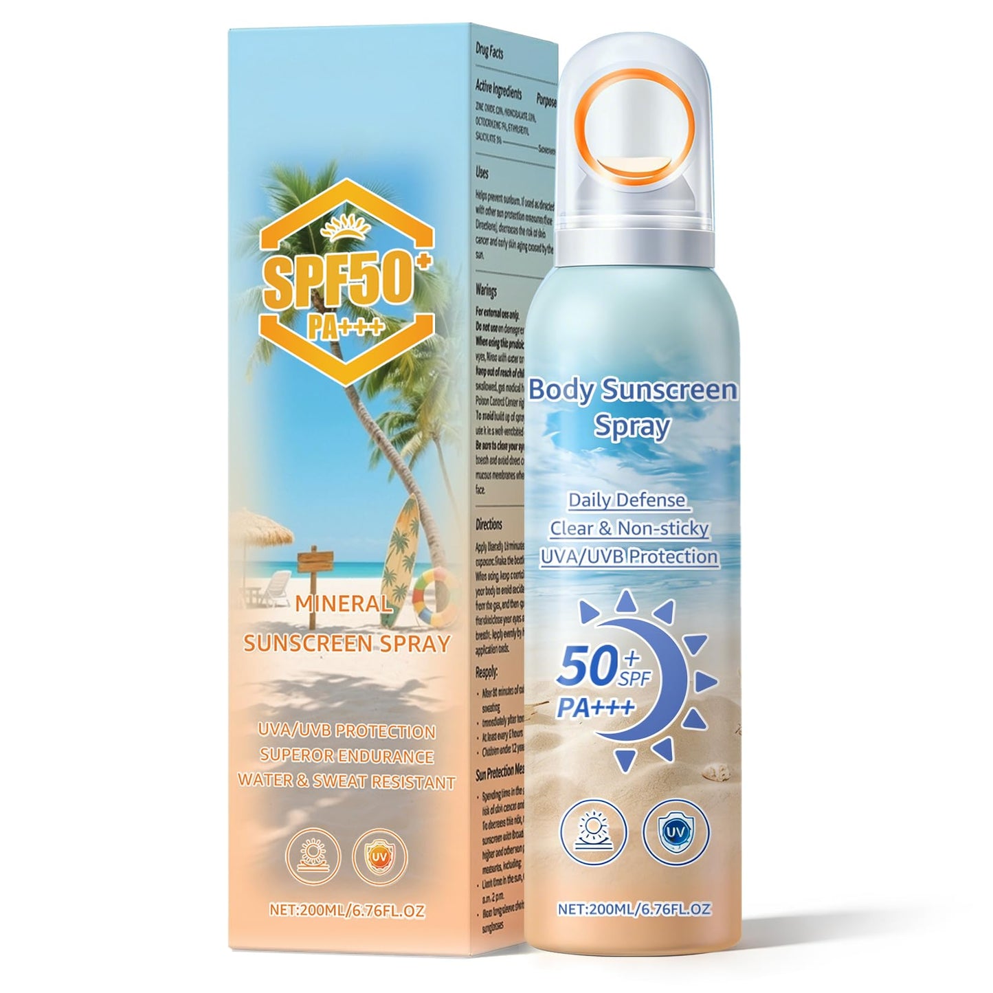 CAHIUYOA Face Sunscreen Spray,Mineral Spray Sunscreen SPF 50,360°Lightweight Sun Screen Face Mist,Travel Size,Broad Spectrum UVA/UVB,Water Resistant,Non-greasy,6.76 Fl Oz