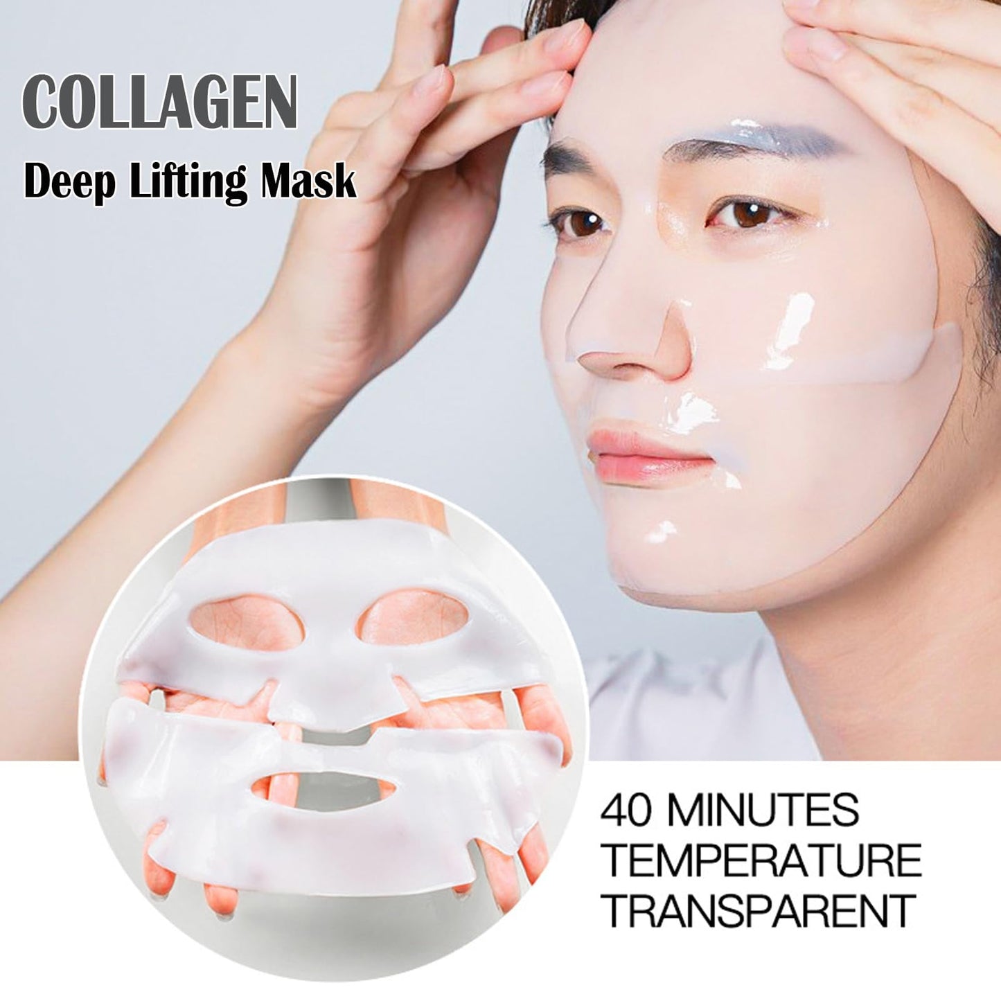 Ueseinl Collagen Face Mask 4-Pack - Hydrogel Sheet Mask with Hyaluronic Acid & Peptides for Instant Glow,Korean overight Wrapping Face Sheet,Elasticity Enhancing,Firming,Moisturizing