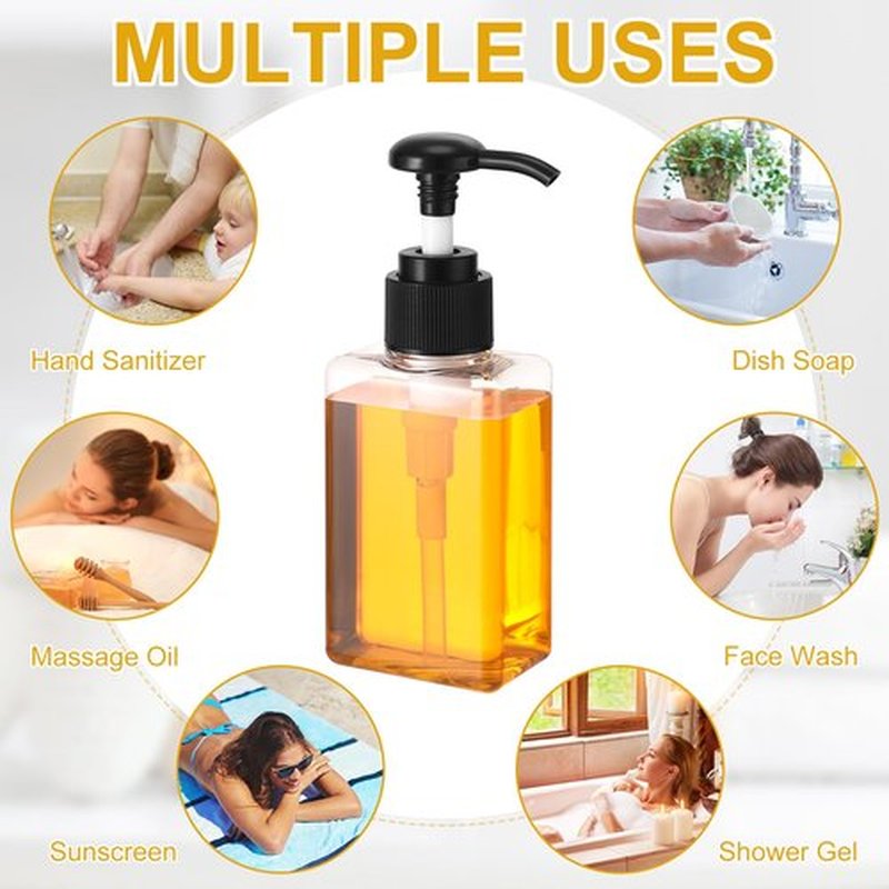 Domensi 24 Pcs 100ml /3.4 oz Pump Bottle Mini Travel Bottles Small Dispenser Bottles Plastic Pump Lotion Dispenser Empty Bottle Square Dispenser Travel Size Containers Toiletries (Black)